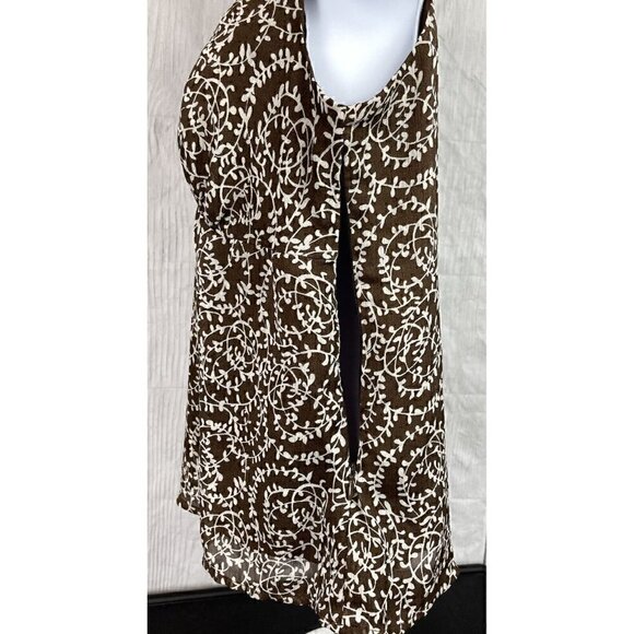 George Designs by Mark Eisen XS (0/2) Sleeveless V-Neck Brown Sheer Lined Top - Picture 9 of 12